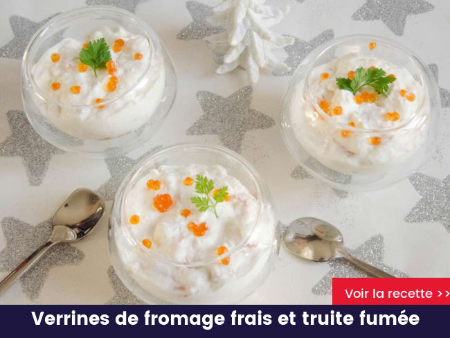 Verrines de fromage frais et truite fumée